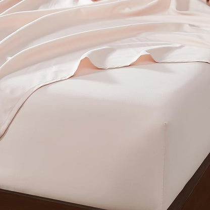 UGG 01335 Alahna King Bed Sheets and Pillowcases 4-Piece Set Sleep in Luxury Machine Washable Deep Pockets Wrinkle-Resistant Breathable Cozy Comfort Silky Cooling Sheets, King, Shell - LeafyLoom