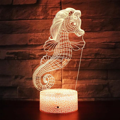 Gift Ideas Bedside Lamp 16 Colors Desk Table Night Light for Sea Horse Kids Boy Girl Party Supplies Birthday Valentine's Day Kids Lover (Seahorse Shape) - LeafyLoom