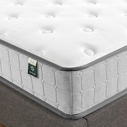 ZINUS 10 Inch Comfort Support Cooling Gel Hybrid Mattress, Queen, Tight Top Innerspring Mattress, Motion Isolating Pocket Springs, Mattress in A Box - LeafyLoom