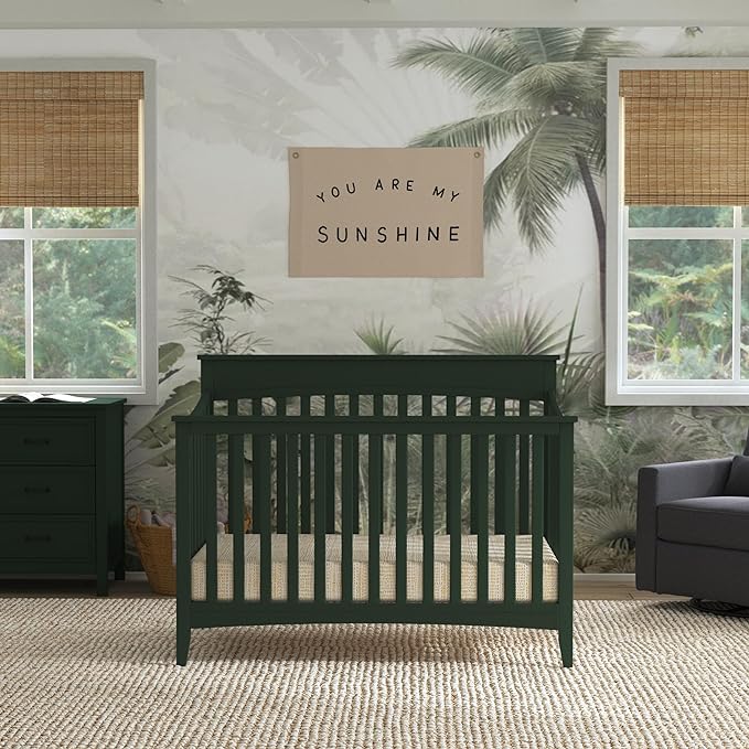 DaVinci Grove 4-in-1 Convertible Crib in Forest Green, Greenguard Gold Certified - LeafyLoom