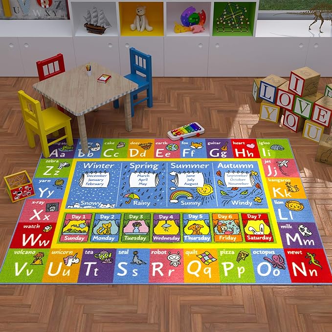 KC Cubs ABC Alphabet Animal Educational Nylon Area Rug - LeafyLoom