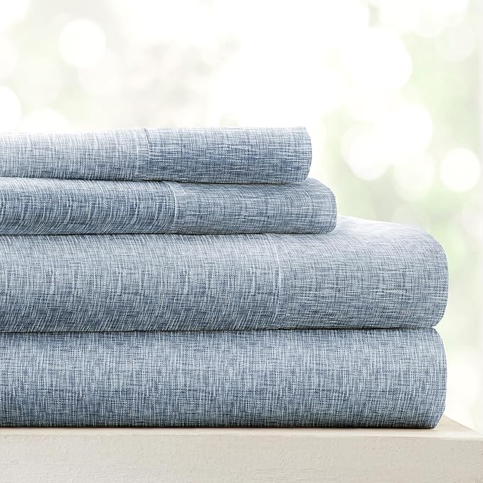 Linen Market 4 Piece Full Bedding Sheet Set (Light Blue Chambray) - Sleep Better Than Ever with These Ultra-Soft & Cooling Bed Sheets for Your Full Size Bed - Deep Pocket Fits 16" Mattress - LeafyLoom