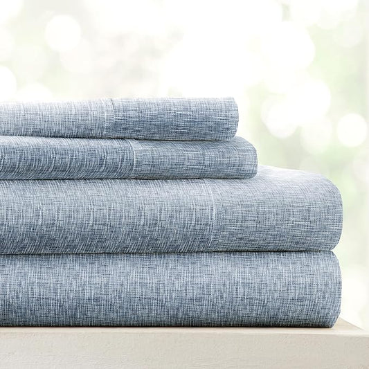 Linen Market 4 Piece Queen Bedding Sheet Set (Light Blue Chambray) - Sleep Better Than Ever with These Ultra-Soft & Cooling Bed Sheets for Your Queen Size Bed - Deep Pocket Fits 16" Mattress - LeafyLoom