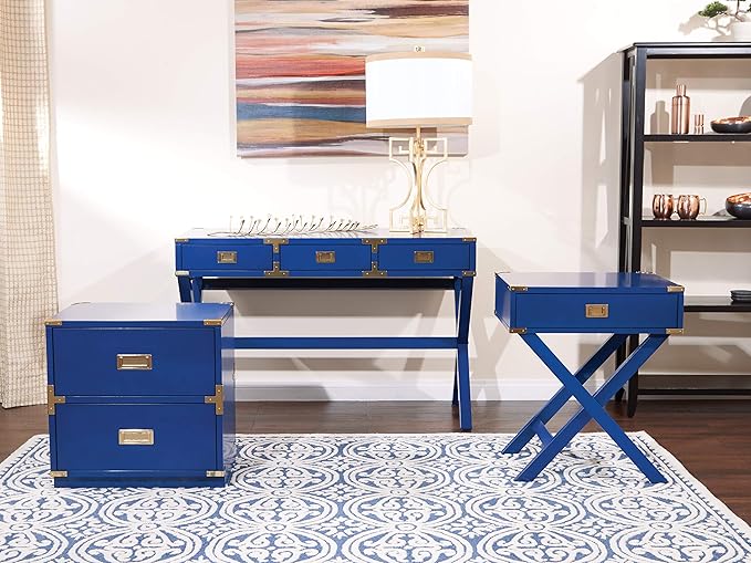 OSP Home Furnishings Wellington 2-Drawer File Cabinet, Lapis Blue - LeafyLoom