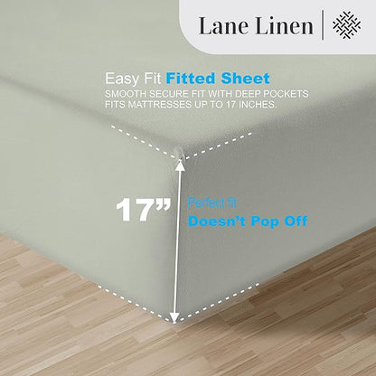 LANE LINEN Luxury 100% Egyptian Cotton Bed Sheets - 1000 Thread Count 4-Piece Mineral Queen Set Bedding Sateen Weave 16" Deep Pocket (Fits Upto 17" Mattress) - LeafyLoom