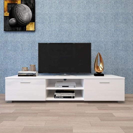 NicBex TV Stand for 70 Inch TV Modern TV Media Console Table with 2 Storage Cabinet and Open Shelves,Entertainment Center with Storage for Living Room,Bedroom,63 Inch,White - LeafyLoom