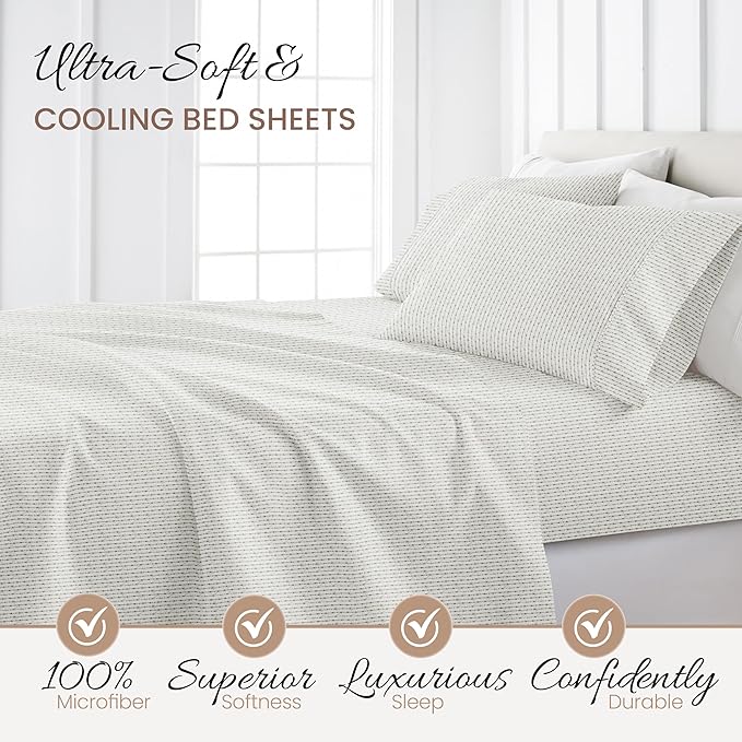 Linen Market 3 Piece Twin Bedding Sheet Set (Sage Arrows) - Sleep Better Than Ever with These Ultra-Soft & Cooling Bed Sheets for Your Twin Size Bed - Deep Pocket Fits 16" Mattress - LeafyLoom