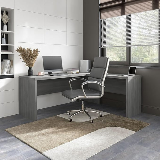 Bush Business Furniture Echo L Shaped Computer Desk, 72W, Modern Gray - LeafyLoom