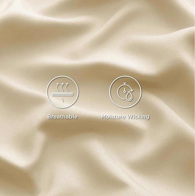 Bedsure Full Size Sheets, Cooling Sheets Full, Rayon Derived from Bamboo, Deep Pocket Up to 16", Breathable & Soft Bed Sheets, Hotel Luxury Silky Bedding Sheets & Pillowcases, Alabaster Gleam - LeafyLoom