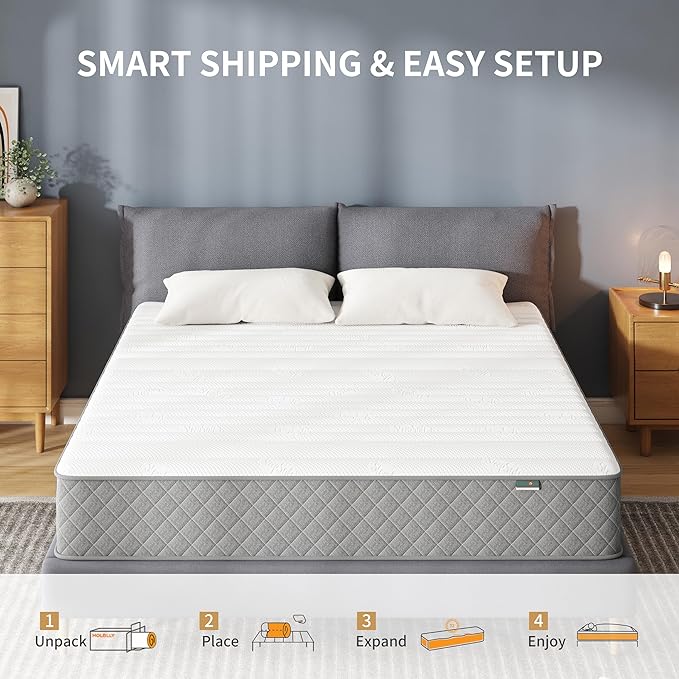 Mattress Queen Size, 10 Inch Memory Foam Firm Queen Mattress Size with Hybrid Queen Bed Mattress in a Box Pressure Relief & Supportive Queen Size Mattress - LeafyLoom