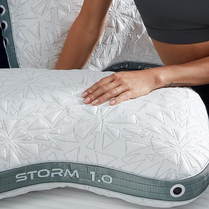 Bedgear Storm Cuddle Curve Performance Pillow - Size 1.0 - Cooling Bed Pillow for Side Sleepers - Medium Firm - Hypoallergenic, Washable and Removable Cover - LeafyLoom