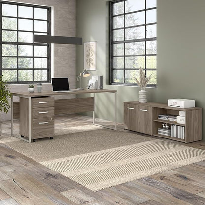 Bush Business Furniture Hybrid 72W x 30D Computer Table Desk with Metal Legs in Modern Hickory - LeafyLoom