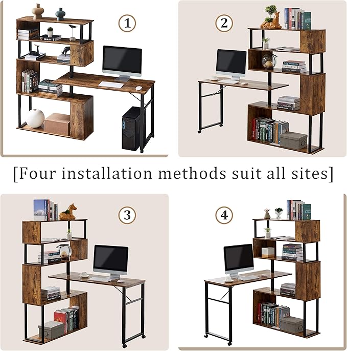 NicBex Laik-DW-00003-DX Desks, 47.2" W x 39.9" D x 60.2" H, Brown - LeafyLoom