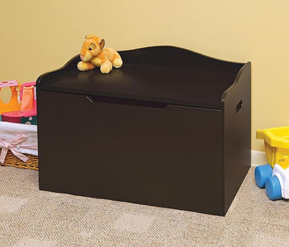 Badger Basket Kid's Wooden Toy Box and Storage Bench Seat with Safety Hinge - Espresso - LeafyLoom