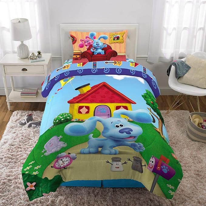 Franco Kids Bedding Super Soft Comforter and Sheet Set, 4 Piece Twin Size, Blues Clues - LeafyLoom