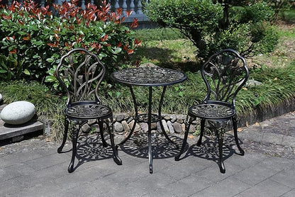 Mandolin Patio Table and Chairs,5 Piece Outdoor Dining Set,Rust-Resistant Cast Aluminum Bistro Set,with Cushion,Tulip Design (Copper) - LeafyLoom