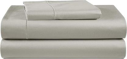 LANE LINEN 100% Egyptian Cotton Bed Sheets - 1000 Thread Count 3-Piece Twin Set Long Staple Bedding Sateen Weave Luxury Hotel Fits Upto 16" Mattress Silver - LeafyLoom