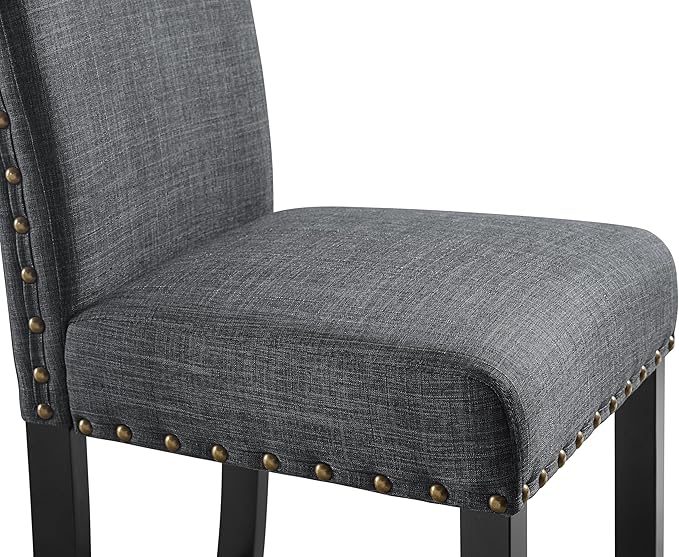 New Classic Furniture Crispin Counter Dining Chair (Set of Four), 100% Polyester Granite Gray Fabric with Espresso Legs - LeafyLoom