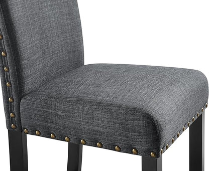 New Classic Furniture Crispin Counter Dining Chair (Set of Four), 100% Polyester Granite Gray Fabric with Espresso Legs - LeafyLoom