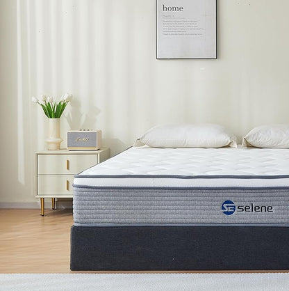 Full Size Mattress, 12 Inch Mattress Full with Pocket Spring and Memory Foam for Pressure Relief, Motion Isolation, Edge Support, Medium Firm Mattress in a Box, CertiPUR-US, Grey - LeafyLoom