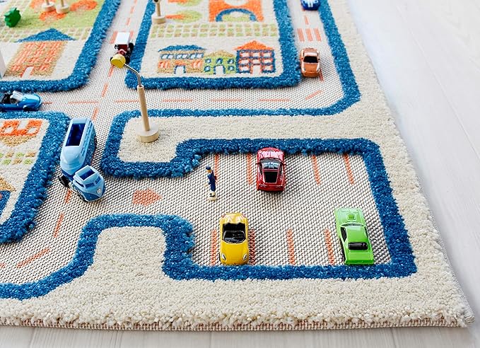 IVI 3D Play Carpets, 59 x 39 Inch, Traffic Educational Toddler Mat Rug for Bedroom, Kids Den, or Playroom, Medium - LeafyLoom