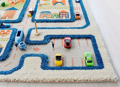 IVI 3D Play Carpets, 59 x 39 Inch, Traffic Educational Toddler Mat Rug for Bedroom, Kids Den, or Playroom, Medium - LeafyLoom