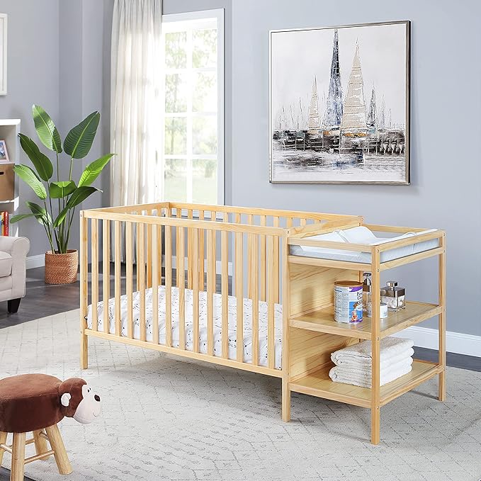 Suite Bebe Palmer Island 3-in-1 Convertible Crib and Changer Combo in Natural - LeafyLoom