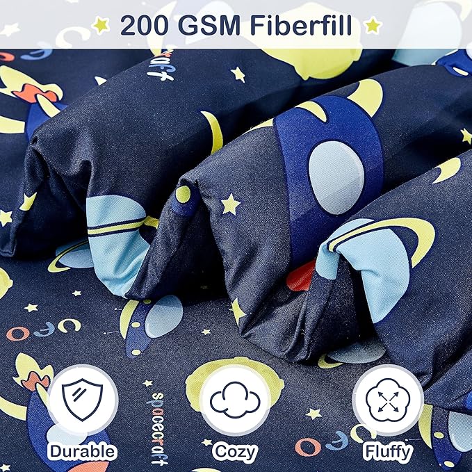 Mooreeke Bed in a Bag for Kids Boys Teens, 5 Pieces Twin Size Comforter Bed Set with Shams, Sheet Set, Space Planet Blue Black Super Soft Microfiber Kids Comforter Bedding Set - LeafyLoom