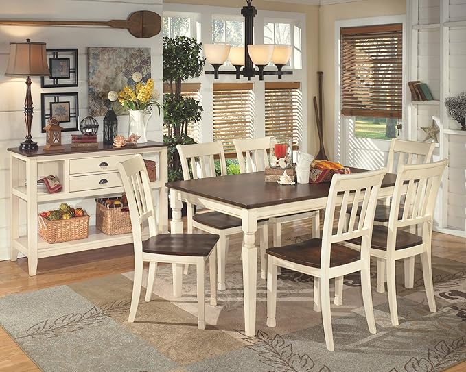 Signature Design by Ashley Whitesburg Cottage Rake Back Dining Chair, Set of 2, Brown & Off-White - LeafyLoom