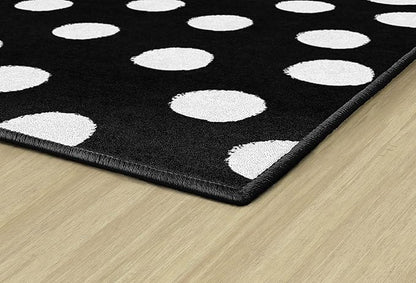 Flagship Carpets Schoolgirl Style Picasso Painted Dots Classroom Area Rug for Indoor Classroom Learning or Kid Bedroom Educational Play Mat, 5'x7'6", Black - LeafyLoom