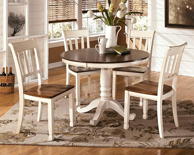 Signature Design by Ashley Whitesburg Cottage Rake Back Dining Chair, Set of 2, Brown & Off-White - LeafyLoom