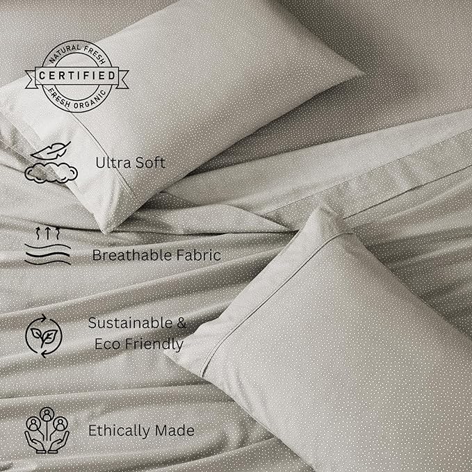 LANE LINEN 100% Organic Cotton Twin XL Sheets Set 3-Piece Pure Percale Soft Bedding Breathable Fits Mattress Upto 15" Deep - Snowdrop - LeafyLoom