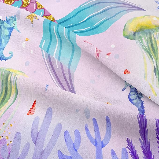 NINENINE Mermaid Tail Bedding Sets Mermaid Comforter Set,Full Size Bedding Sets for Girls,Princess Comforter Toddler Bedding Sets for Girls with 1 Comforter 2Pillowcases - LeafyLoom