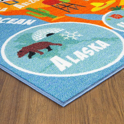 KC Cubs Playtime Collection USA United States Map Educational Learning & Game Area Rug Carpet for Kids and Children Bedrooms and Playroom (3'3" x 4'7") - LeafyLoom