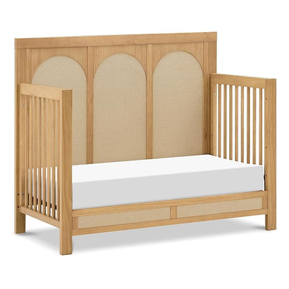 Namesake Eloise 4-in-1 Convertible Crib in Honey and Performance Sand Eco-Weave, GREENGUARD Gold Certified - LeafyLoom