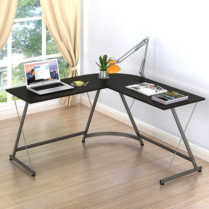 SHW L-Shaped Computer Gaming Desk, Espresso - LeafyLoom