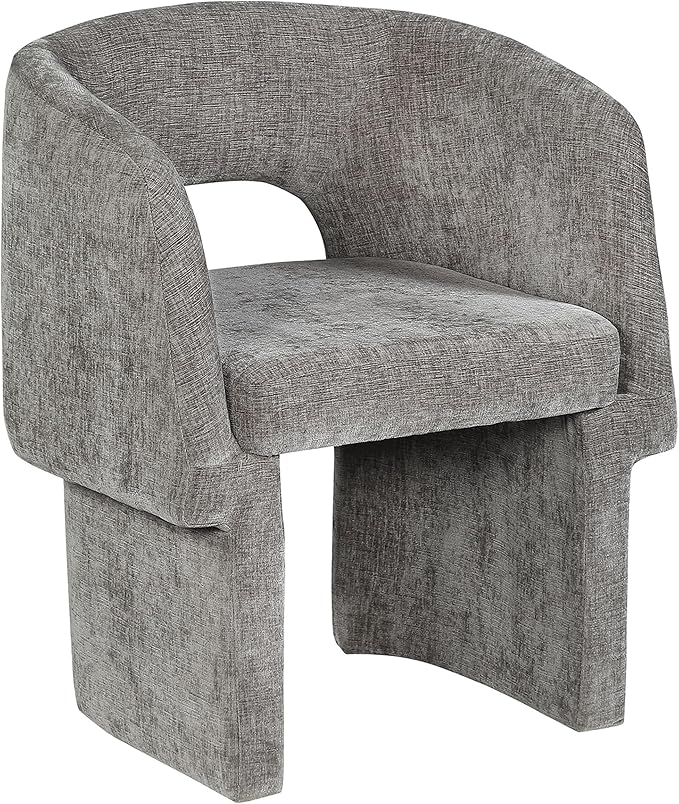 Meridian Furniture Emmet Collection Modern | Contemporary Dining Accent Chair with Rich Fabric, Steel Inner Frame, 26" W x 23.5" D x 30" H, Grey - LeafyLoom