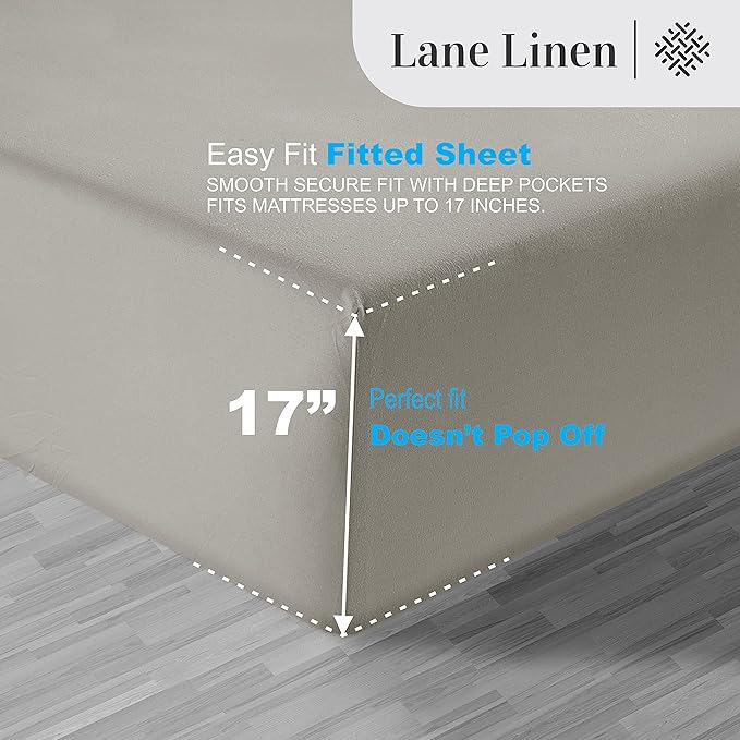 LANE LINEN 100% Egyptian Cotton Bed Sheets - 1000 Thread Count 4-Piece Silver Full Set Bedding Sateen Weave Luxury Hotel 16" Deep Pocket (Fits Upto 17" Mattress) - LeafyLoom