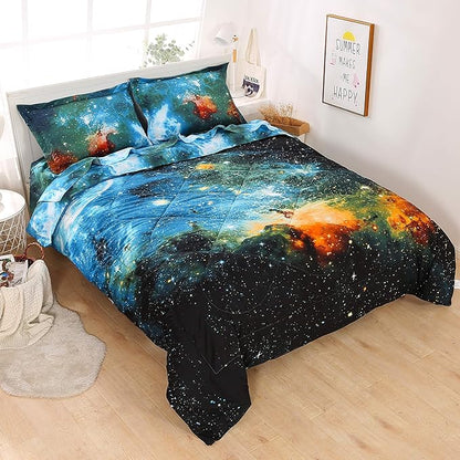 Wowelife 5-Piece Twin Comforter Set for Boys, Premium Galaxy Bedding Set, 3D Galaxy Girls Comforter Set, Comfortable and Soft Kids Bedding Set(Twin, Coloful Galaxy) - LeafyLoom