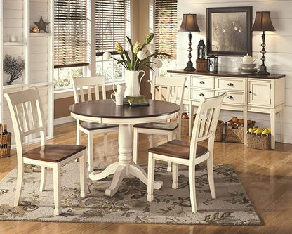 Signature Design by Ashley Whitesburg Cottage Rake Back Dining Chair, Set of 2, Brown & Off-White - LeafyLoom