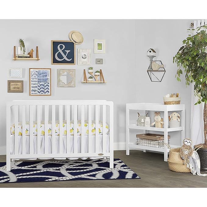 Nursery Essentials Bundle of Dream On Me Ridgefield 5-in-1 Convertible Crib, Dream On Me Ridgefield Changing-Table, with a Dream On Me Honeycomb Orthopedic Firm Fiber Standard Crib Mattress - LeafyLoom