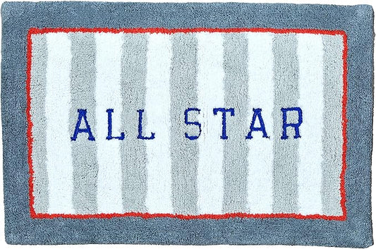 Hand Tufted All Star Bedroom or Bathroom Rug - 30x20 in; 100% Cotton Kids Bathroom Mat; Decorative Kids Area Rug - LeafyLoom