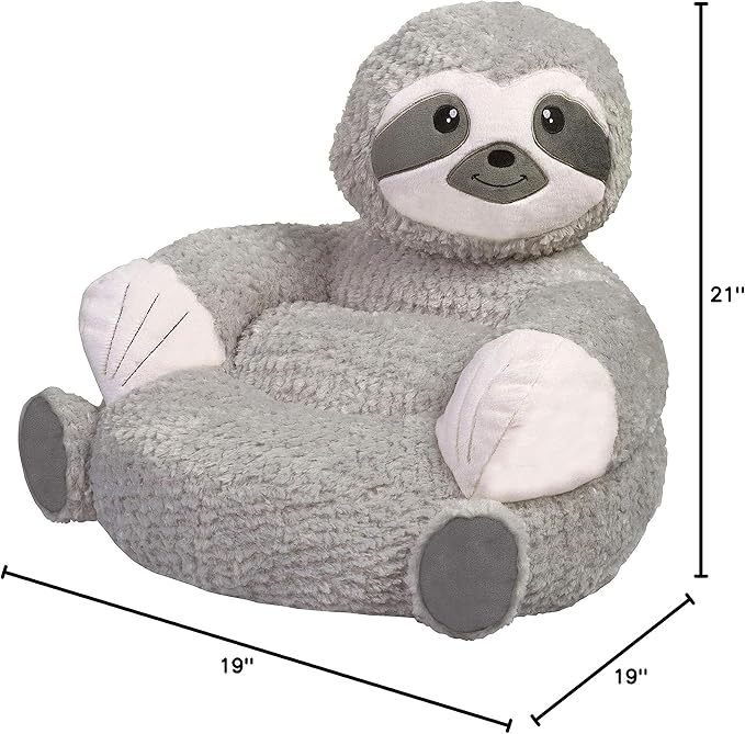 Trend Lab Sloth Toddler Chair Plush Character Kids Chair Comfy Furniture Pillow Chair for Boys and Girls, 21 x 19 x 19 inches - LeafyLoom