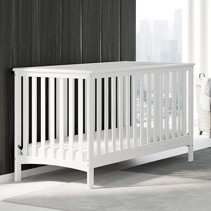 Storkcraft Hillcrest 4-in-1 Convertible Crib (White) - Converts to Daybed, Toddler Bed, and Full-Size Bed, Fits Standard Full-Size Crib Mattress, Adjustable Mattress Support Base - LeafyLoom