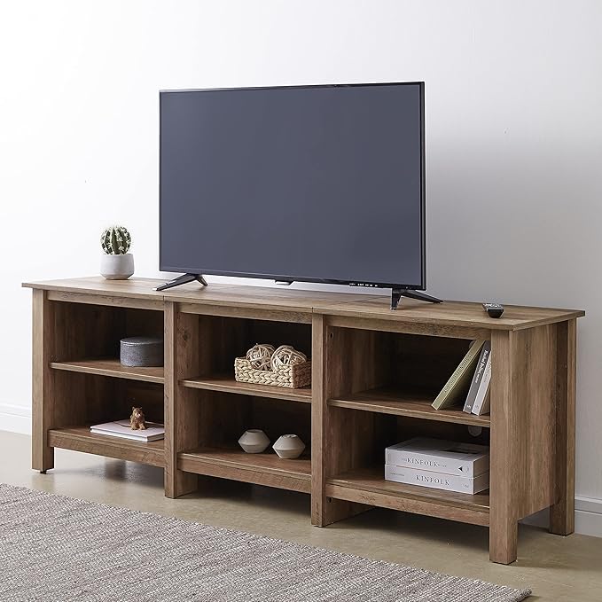 Rockpoint 70inch TV Stand Storage Media Console Entertainment Center, Rustic Oak - LeafyLoom