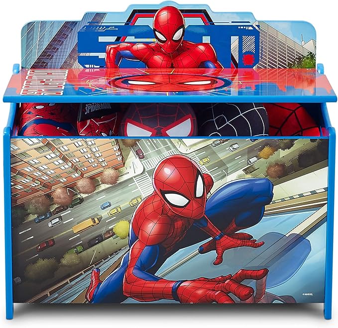 Delta Children Deluxe Toy Box, Spider-Man - LeafyLoom