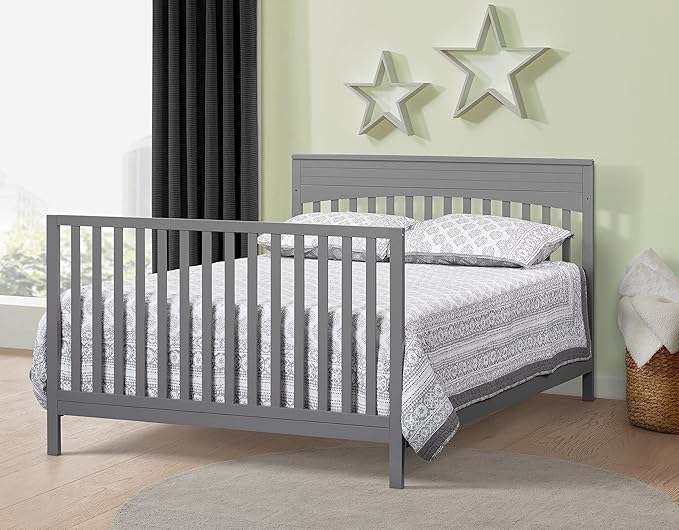 Oxford Baby Harper Full Bed Conversion Kit for 4-in-1 Convertible Crib, Dove Gray, GreenGuard Gold Certified - LeafyLoom