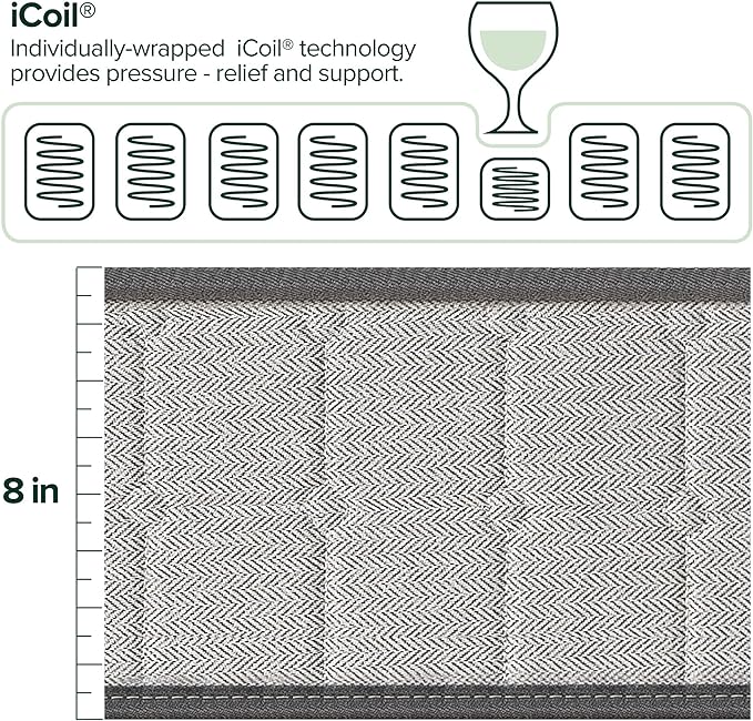 ZINUS 8 Inch Comfort Support Cooling Gel Hybrid Mattress, Queen, Tight Top Innerspring Mattress, Motion Isolating Pocket Springs, Mattress in A Box - LeafyLoom