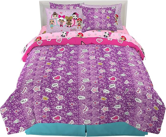 Franco Kids Bedding Super Soft Comforter and Sheet Set with Sham, 7 Piece Full Size, LOL Surprise - LeafyLoom