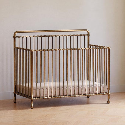 NAMESAKE Winston 4-in-1 Convertible Metal Crib in Vintage Gold, Greenguard Gold Certified - LeafyLoom